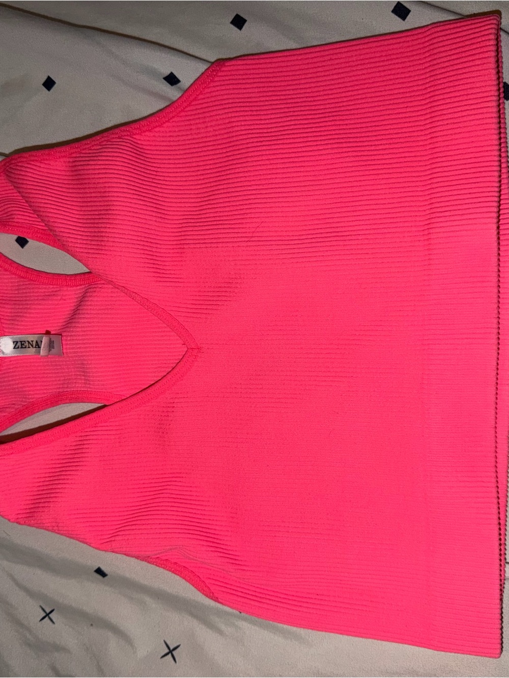 Zenana Outfitters Neon Pink Ribbed V-Neck Tank